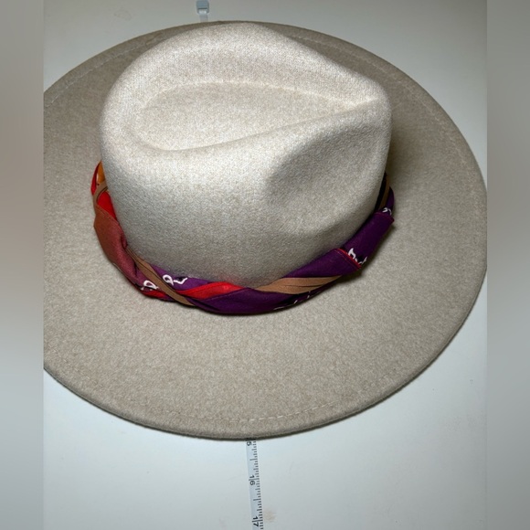 Nomad Boutique Boho Cream RANCHER HAT WITH SCARF TRIM Wool Blend - Picture 4 of 13